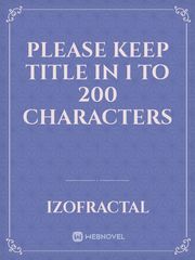 Please keep title in 1 to 200 characters Book