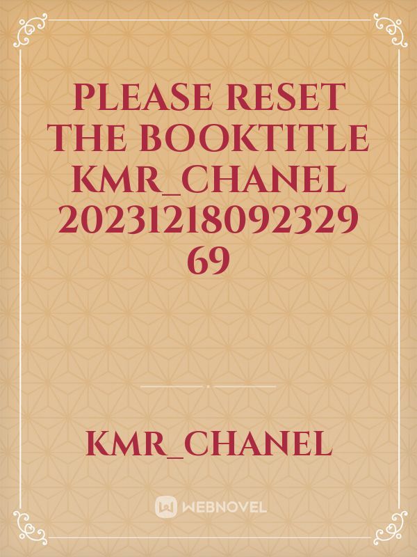 please reset the booktitle KMR_Chanel 20231218092329 69