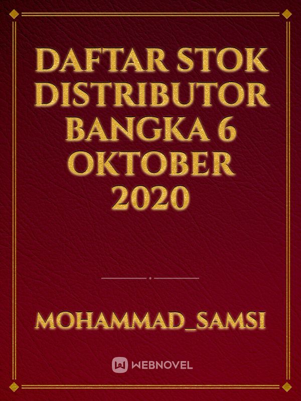 daftar stok distributor Bangka 6 Oktober 2020