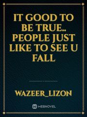 it good to be true.. people just like to see u fall Book