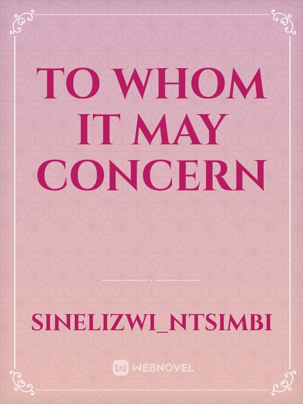 To whom it may concern Book