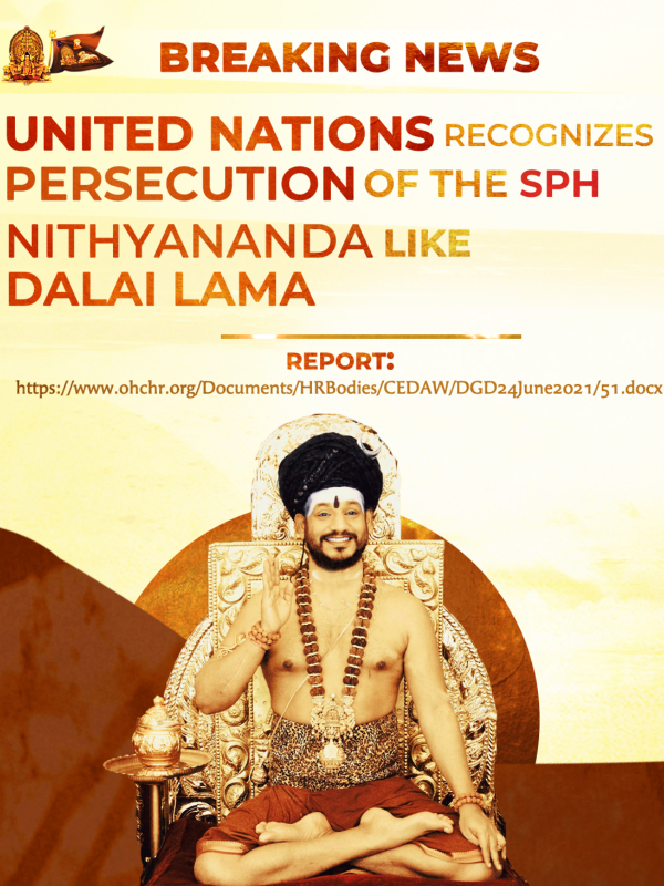 The UN Recognizes Persecution On The SPH Nithyananda And Kailasa