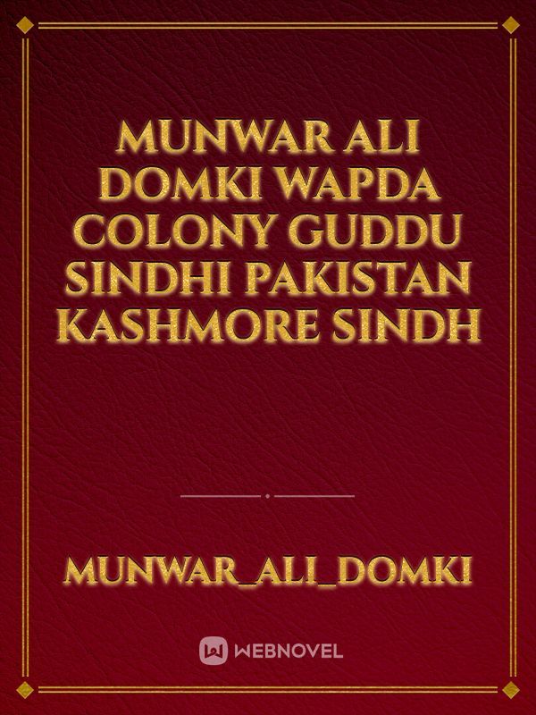 munwar Ali Domki Wapda Colony Guddu Sindhi Pakistan kashmore Sindh