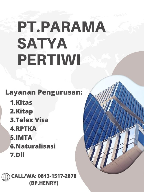 Watsapp O813.1517.2878, Biro Jasa Pembuatan Kitas Investor Denpasar