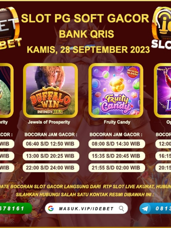 IDEBET : Agen Slot PG Soft Deposit Pakai  Bank Qris Book