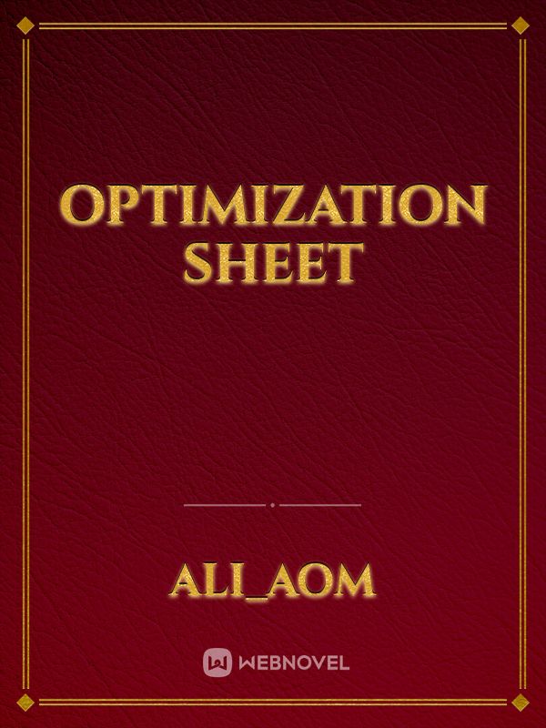 Optimization sheet Book