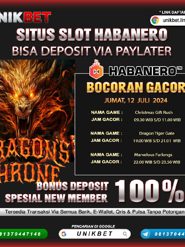 UNIKBET Agen Slot Habanero Bisa Deposit Via Paylater